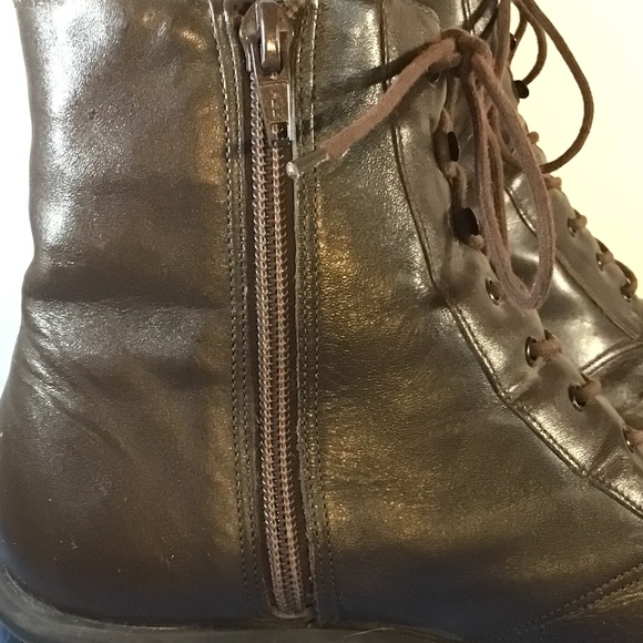 Ladies Laced Zip Entry Brown Leather Boots sz 8.5 M - Picture 3 of 5
